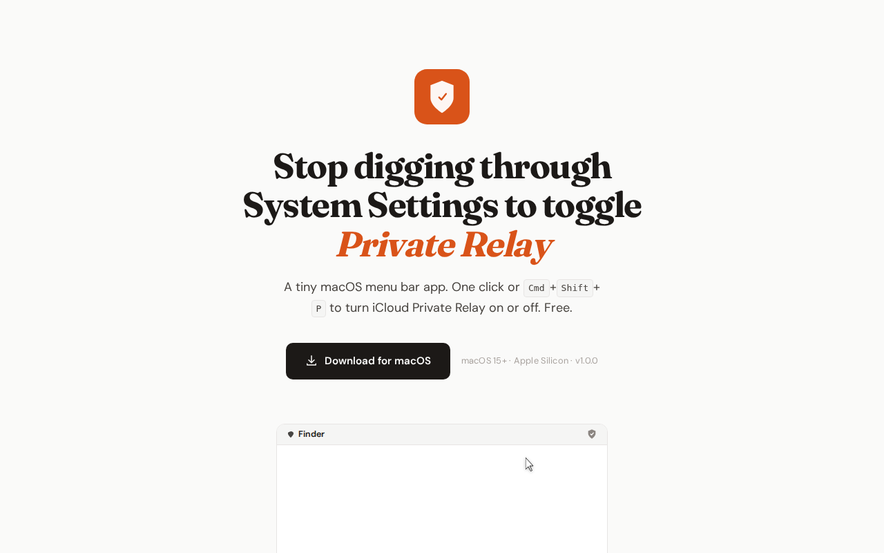 Private Relay Toggle screenshot